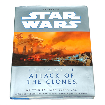 Book titled 'The Art of Star Wars: Episode II Attack of the Clones' on a white background