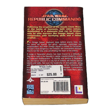 Book titled 'Star Wars: Republic Commando Triple Zero' by Karen Traviss on a white background