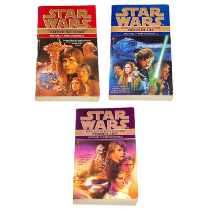Three 'Star Wars' books The Black Fleet Crisis by Michael P. Kube-McDowell on a white background
