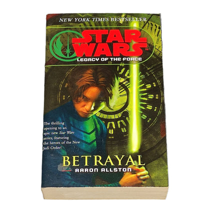 Book titled 'Betrayal' from 'Star Wars: Legacy of the Force' series on a white background