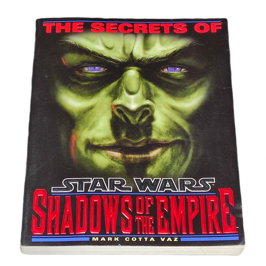 Book cover of 'The Secrets of Shadows of the Empire' featuring a creature's face with red and blue accents.