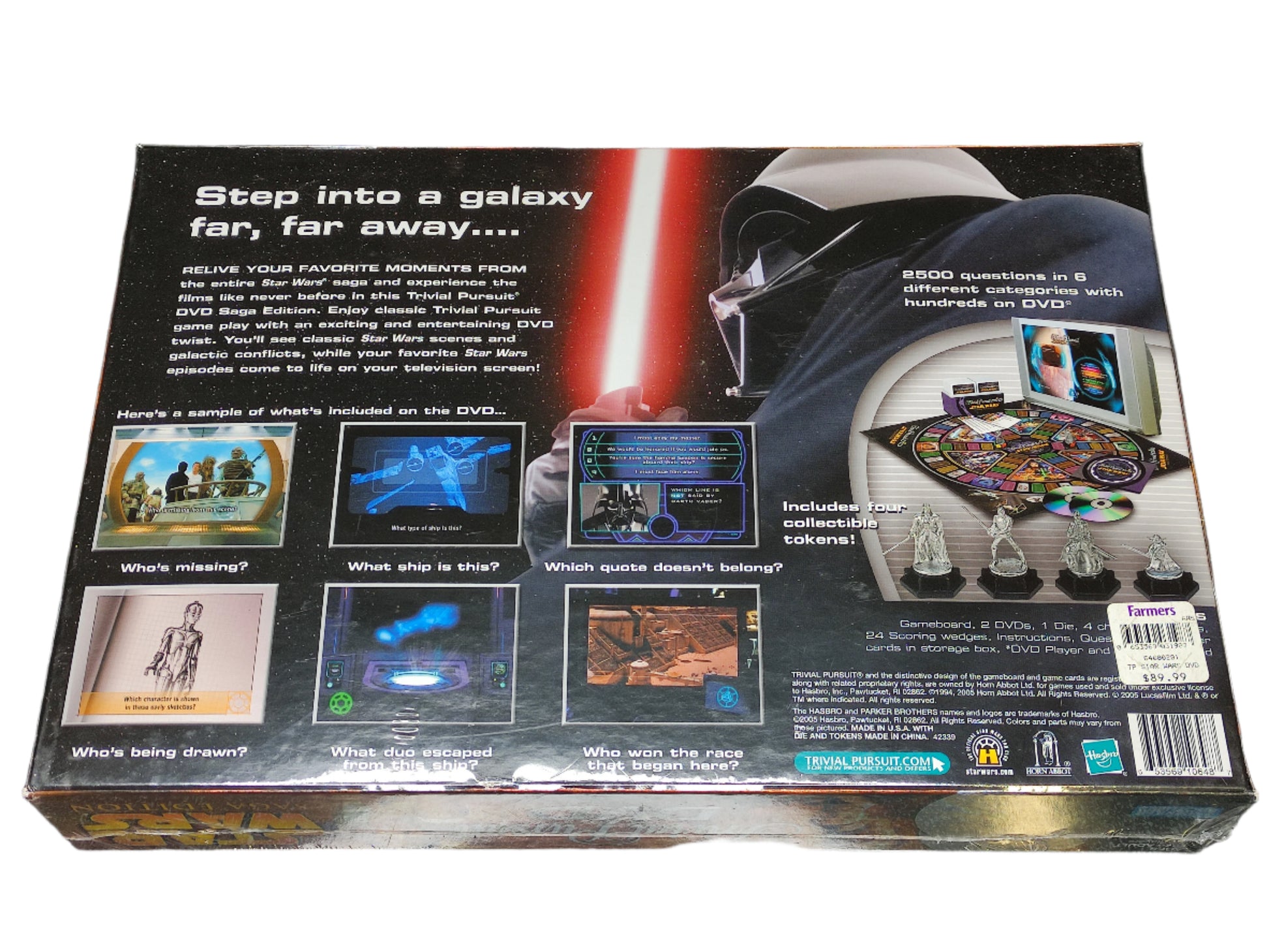 Trivial Pursuit DVD Star Wars Saga Edition packaging with Darth Vader and other characters.