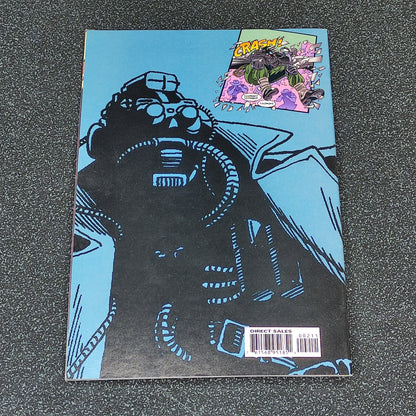 Comic book with a robot illustration on a blue background