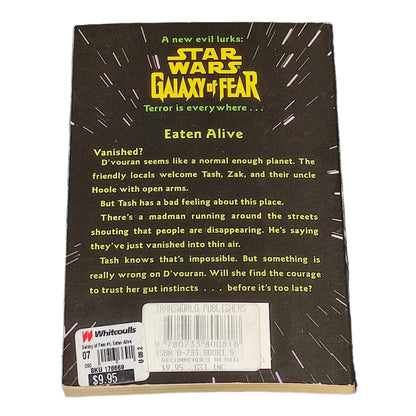 Back cover of a 'Star Wars: Galaxy of Fear' book with text and branding.