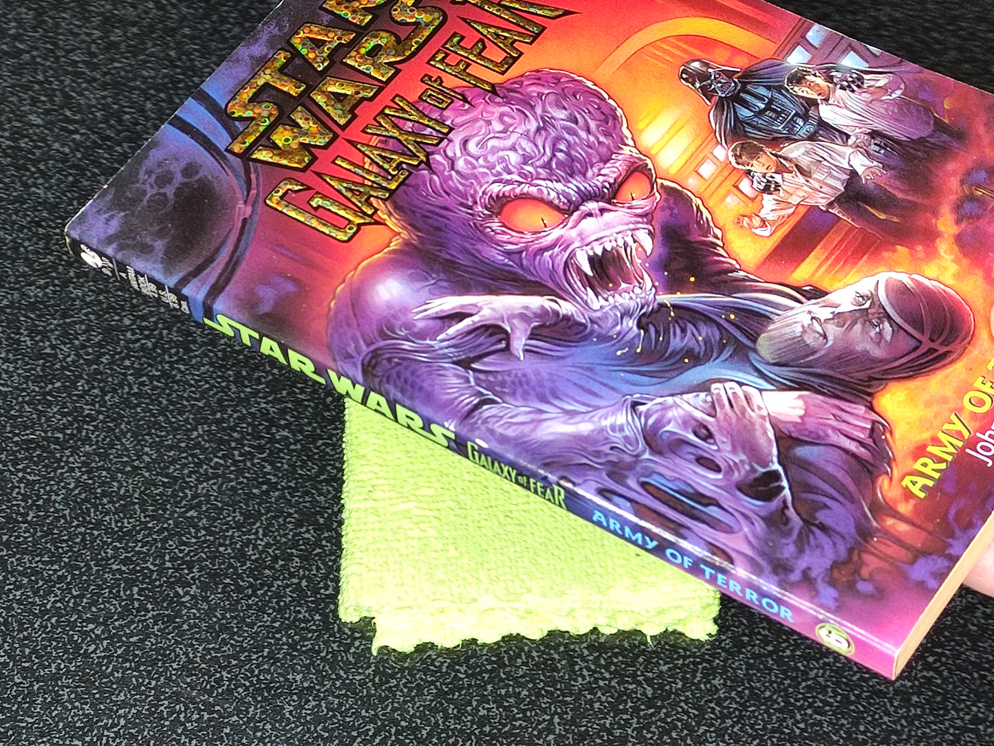 Star Wars book titled 'Army of Fear' with a character illustration on a textured surface.