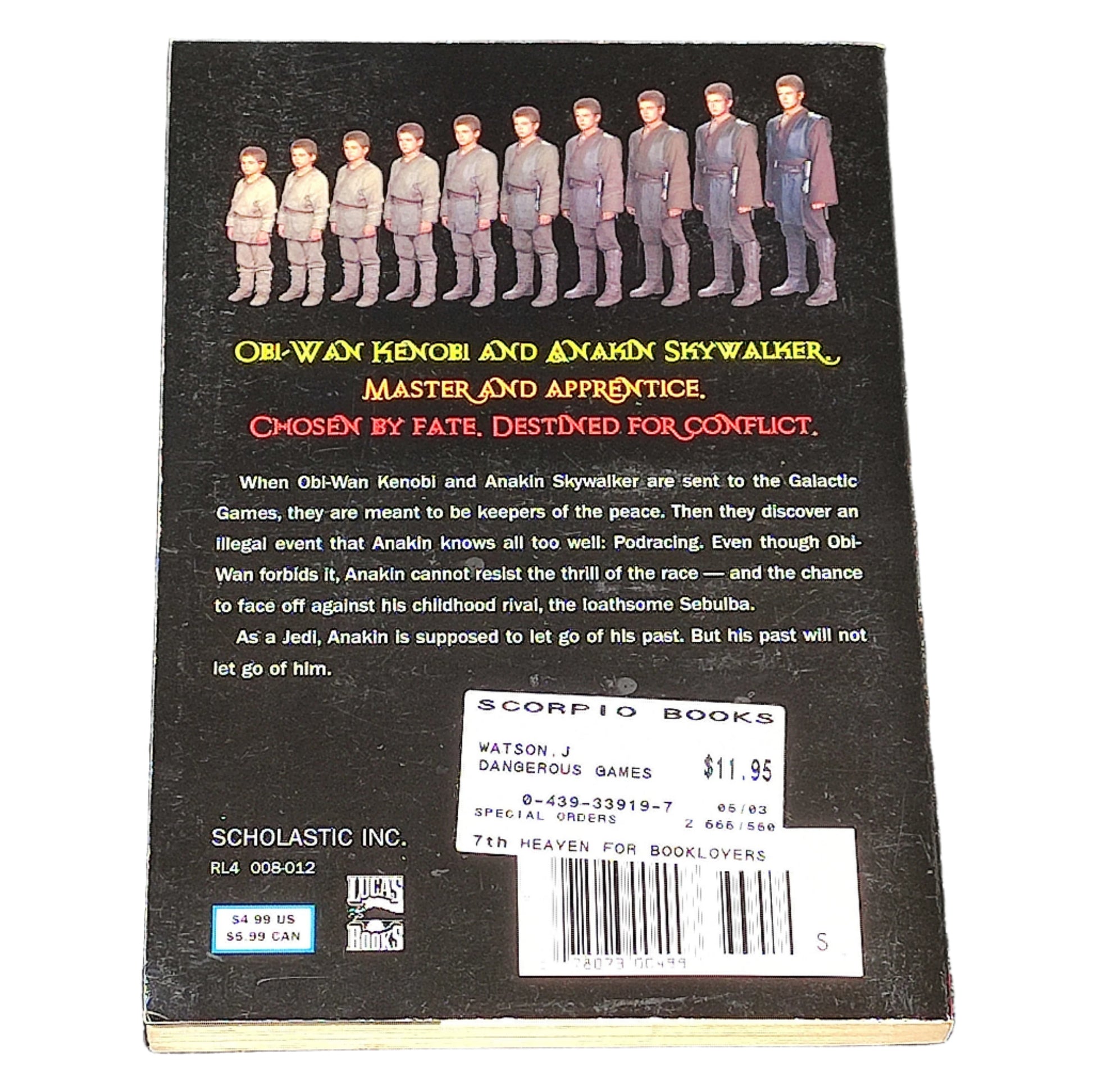 Back cover of a book with character illustrations and text on a textured black surface