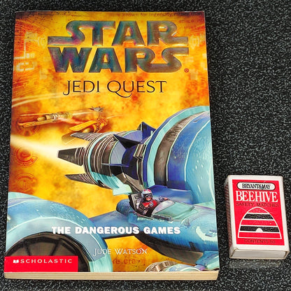Star Wars Jedi Quest book with a toy car on a textured surface