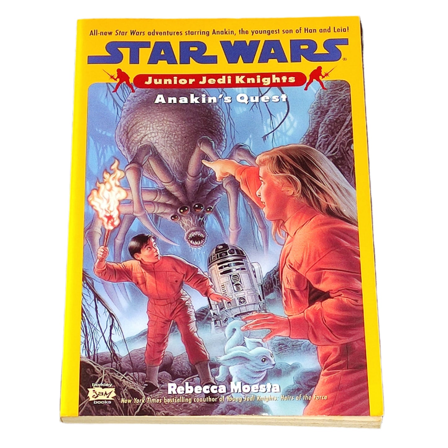 Star Wars Junior Jedi Knights book titled 'Anakin's Quest' on a textured black surface