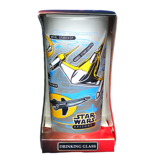 Star Wars Episode I drinking glass in packaging on a white background