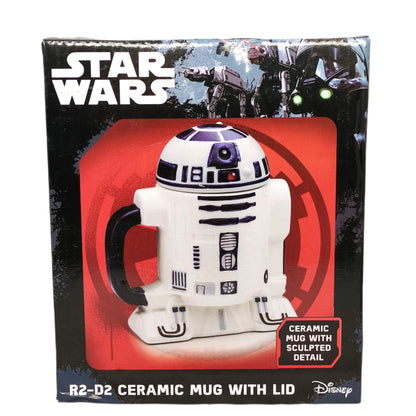 Star Wars R2-D2 ceramic mug with lid packaging on a white background