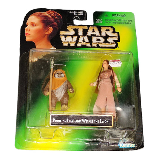 Star Wars: Princess Leia and Wicket The Ewok 3.75" Figures (1997 Kenner)